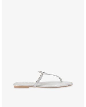 Kurt Geiger Kurt Heart T-Bar Leather Sandals - White