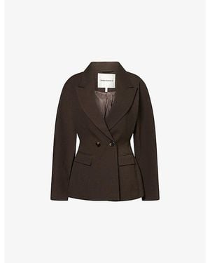 The Couture Club Tailored Cinched Waist Woven Blazer - Black