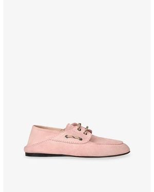 Sandro Foldable Suede Boat Loafers - Pink
