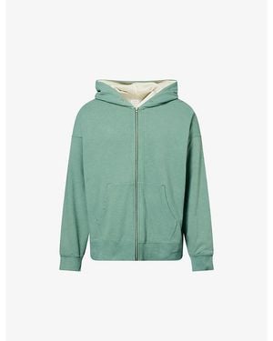 Visvim Jumbo Zip-Up Cotton And Wool Hoody - Green