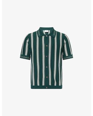 CHE Sawyer Striped Knitted Cotton Polo Shirt - Green