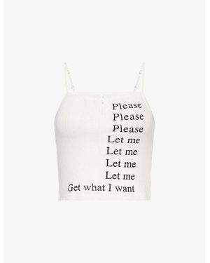 PRAYING Let Me Slogan-Print Cotton Vest Top - White