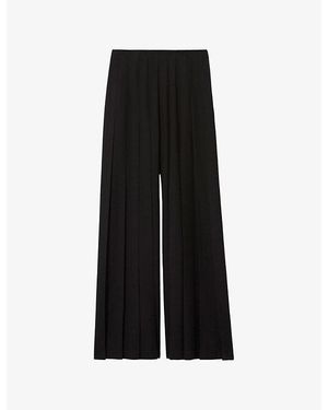 Claudie Pierlot Pleated Wide-Leg Woven Trousers - Black