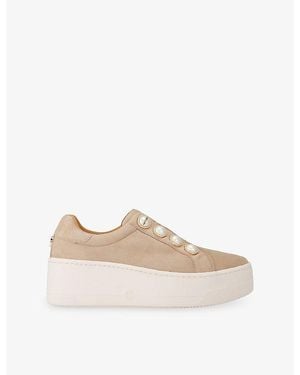 Carvela Kurt Geiger Connected Laceless Suede Sneakers - Natural