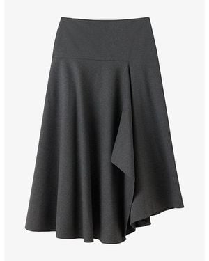 Whistles Draped Asymmetric Woven Midi Skirt - Grey