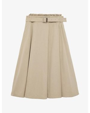 Loewe Belted Cotton-Silk Midi Skirt - Natural