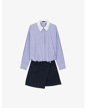 Maje Two-In-One Striped Cotton Shirt Dress - Blue