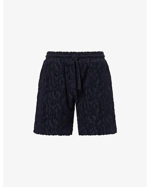 Raith Fausto Flocked Cotton-Blend Shorts - Blue