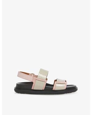 Marni Fussbett Patent-Leather Sandals - White