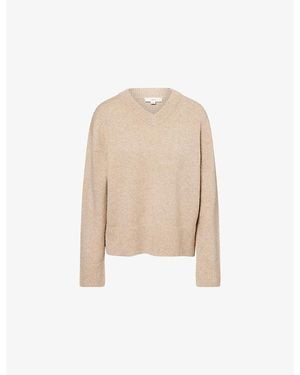 Vince V-Neck Cashmere-Blend Knitted Sweater - Natural