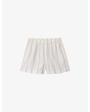 The White Company Striped Relaxed-Fit Cotton Pyjama Shorts - White