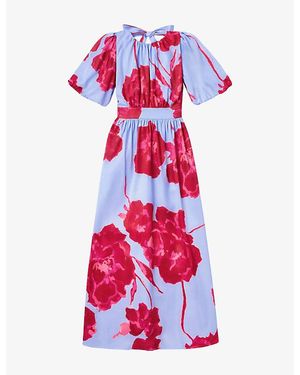 Ro&zo Seraphina Puff-Sleeve Woven Maxi Dress - Red