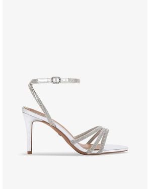 KG by Kurt Geiger Fancy Rhinestone-Embellished Faux-Leather Heeled Sandals - White