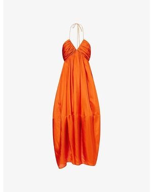 Zimmermann Mahon Halter-Neck Silk Maxi Dress - Orange