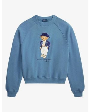 Polo Ralph Lauren Branded Relaxed-Fit Cotton-Blend Sweatshirt - Blue