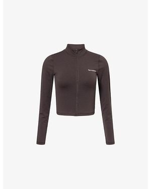 Sporty & Rich Serif Logo Stretch-Jersey Sports Jacket - Purple
