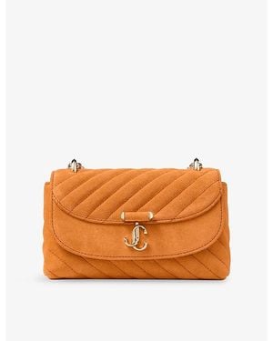 Jimmy Choo Curve Small Quilted Suede Crossbody Bag - Orange