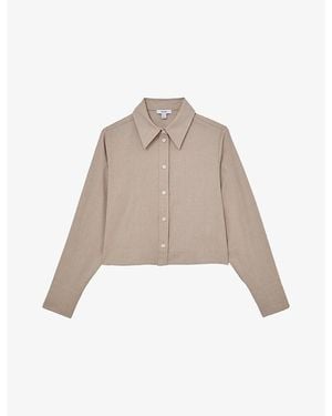 Reiss Caylan Cropped Cotton And Wool-Blend Shirt - Natural