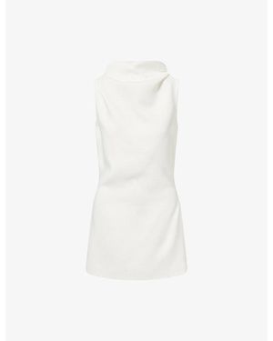 KHAITE Astor Draped-Neck Woven Mini Dress - White