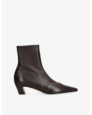 KHAITE Nevada Leather Heeled Ankle Boots - Brown