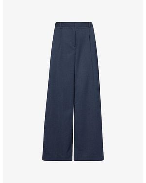 Twp Hudson St Wide-Leg Stretch-Wool Trousers - Blue