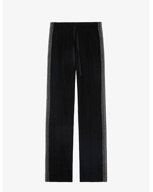 Zadig & Voltaire Pomy Glitter-Stripe High-Rise Crepe Pants - Black