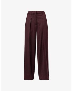 ME+EM Luxe Wide-Leg Stretch-Wool Blend Trousers - Purple