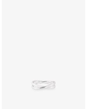 Astrid & Miyu Illusion Twist-Plated Sterling- Band Ring - White