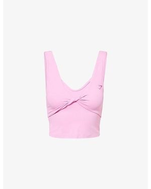 GYMSHARK Form Cross Over Back Stretch-Jersey Tank Top - Pink