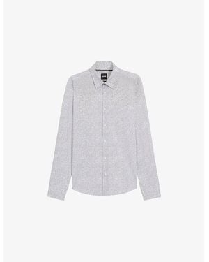 BOSS Graphic-Print Regular-Fit Stretch-Woven Shirt - White