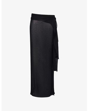 OTTOLINGER Deconstructed Drape Linen-Blend Maxi Skirt - Black