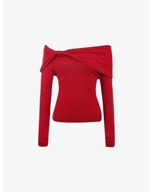 House Of Cb Amaryllis Off-Shoulder Knitted Jumper - Red