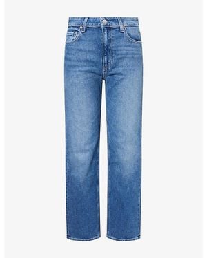 PAIGE Stevie Straight-Cut High-Rise Denim Jeans - Blue