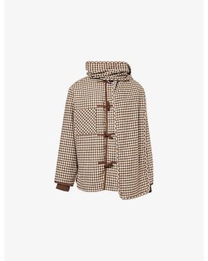 House Of Sunny Retro Blanket-Check Quilted Jacket - Natural