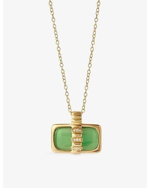 Astley Clarke Aurora Ridge 18Ct- Plated Sterling- And Chalcedony Landscape Necklace - White