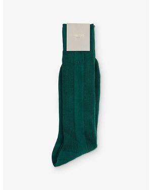 Tom Ford Crew Ribbed Cotton Socks - Green