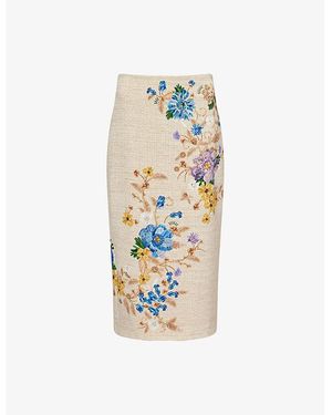 Mary Katrantzou Vargas Floral Stretch-Woven Midi Skirt - Metallic