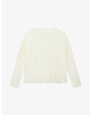 The White Company Draped Long-Sleeve Linen-Jersey Top - White