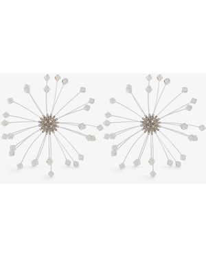 Hugo Kreit Crystal Ball Brass Earrings - White