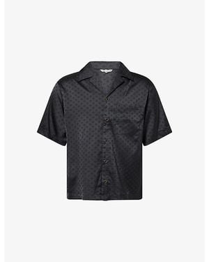 The Couture Club Monogram-Print Jacquard Satin Shirt - Black