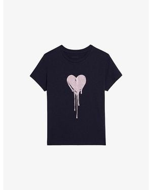 Zadig & Voltaire Walk Rhinestone-Embellished Cotton-Jersey T-Shirt - Blue