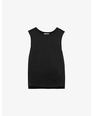 Reiss Rian Silk-Front Woven Vest - Black