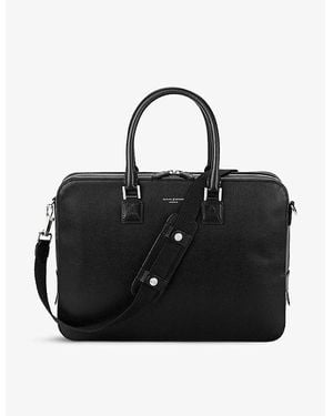 Aspinal of London Mount Street Logo-Embellished Leather Laptop Bag - Black