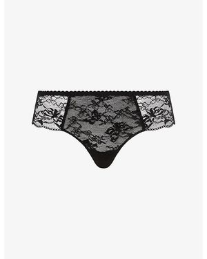 Chantelle Revealing Lace Shorty Briefs - Black