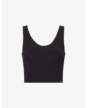 GYMSHARK Luxe Ribbed Stretch-Knit Tank Top - Black