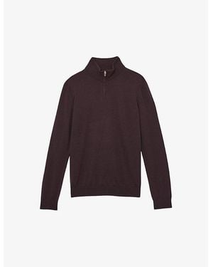 Reiss Blackhall Half-Zip Slim-Fit Merino-Wool Sweater - Purple