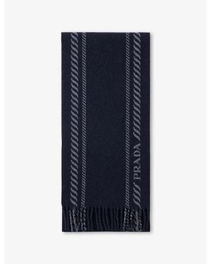 Prada Jacquard-Knit Wool And Cashmere-Blend Scarf - Blue
