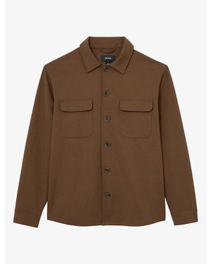 Reiss Peshi Double-Pocket Stretch-Woven Overshirt - Brown