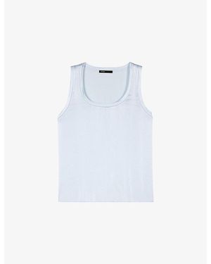 Maje Round-Neck Stretch-Silk Vest Top - White