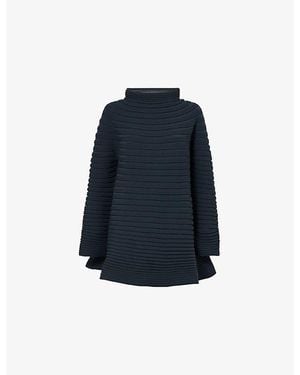 Pleats Please Issey Miyake Bounce High-Neck Knitted Top - Blue